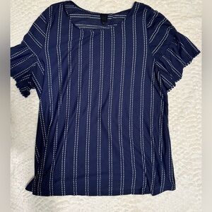 W5 Navy and White Striped Blouse